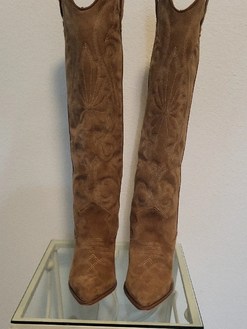Steve Madden Tessy Tall Western Suede Boots - Brown Size 8 Nwt